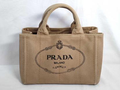 PRADA Canapa Canvas 2-Way Handbag, Beige, B2439G