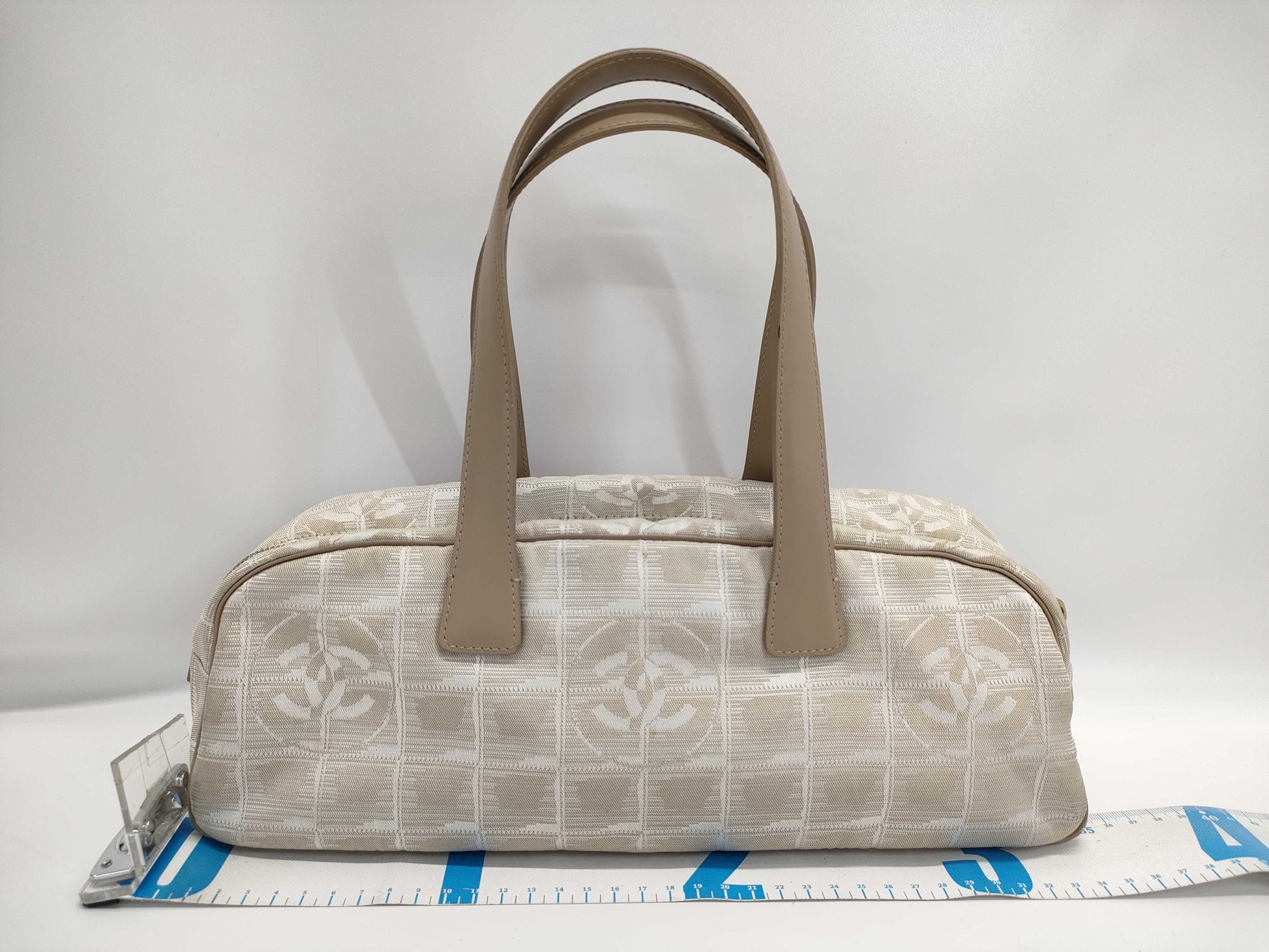 CHANEL New Travel Line Nylon and Leather Handbag in Pink Beige with Silver Hardware