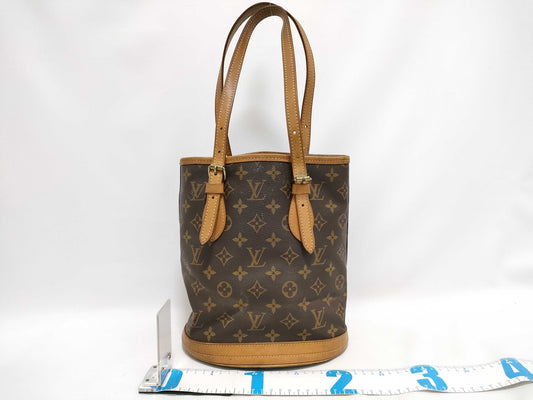 LOUIS VUITTON Monogram Bucket PM M42238 Brown Shoulder Bag with Unknown Serial Number and Interior Peeling