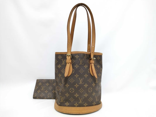 LOUIS VUITTON Monogram Bucket PM M42238 Brown Shoulder Bag with Unknown Serial Number and Interior Peeling