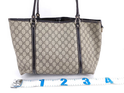 GUCCI GG Supreme PVC and Leather Tote Bag, Beige, 197953
