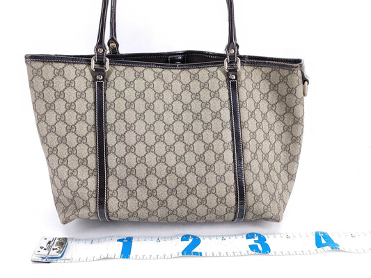 GUCCI GG Supreme PVC and Leather Tote Bag, Beige, 197953