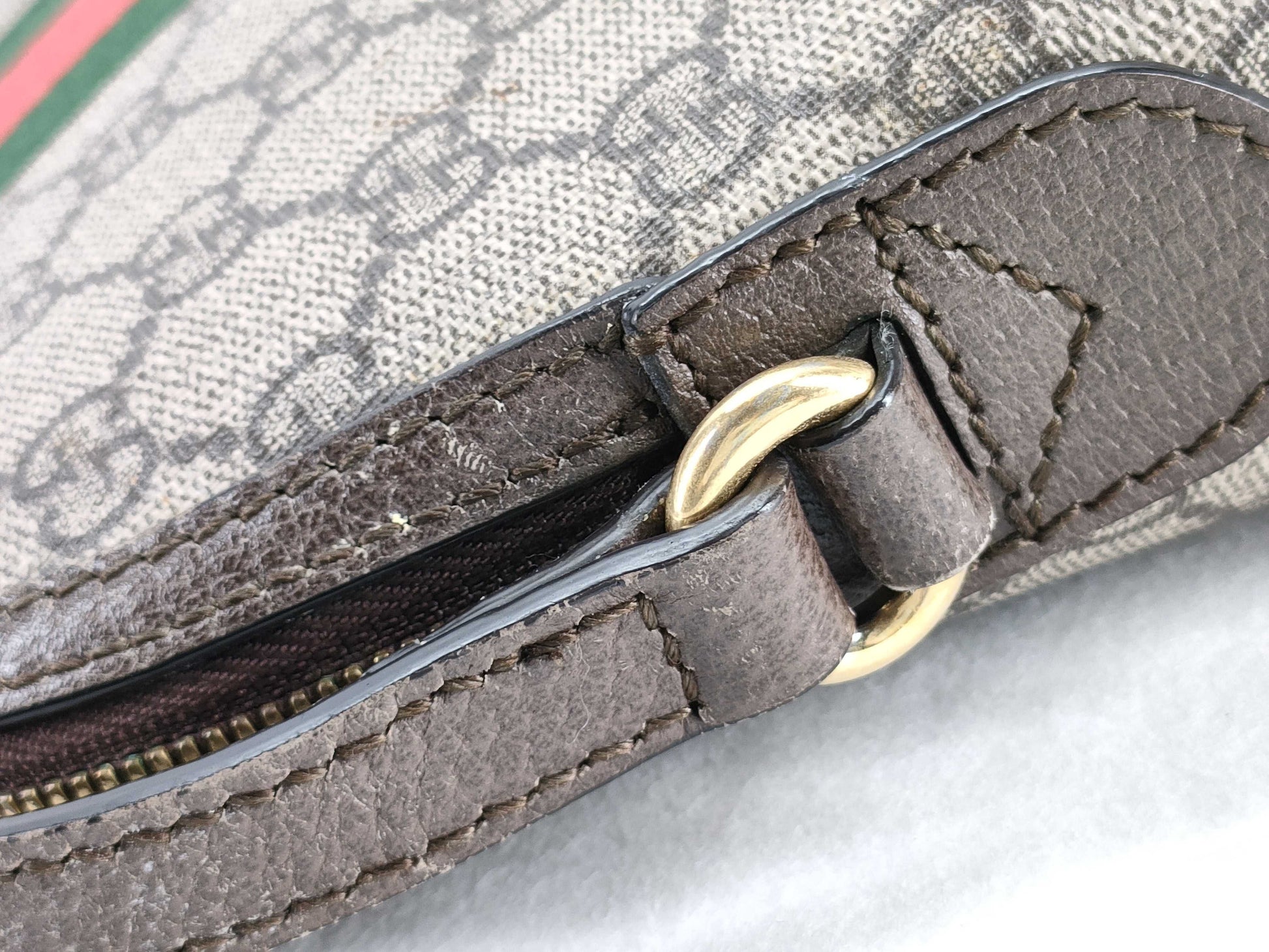 GUCCI GG Supreme Ophidia PVC and Leather Shoulder Bag, Beige, 499621