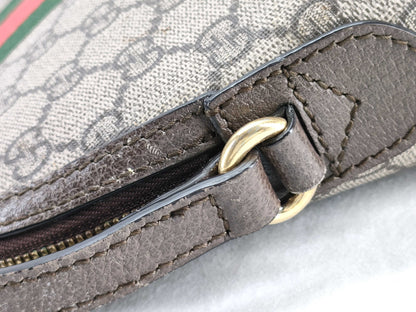 GUCCI GG Supreme Ophidia PVC and Leather Shoulder Bag, Beige, 499621