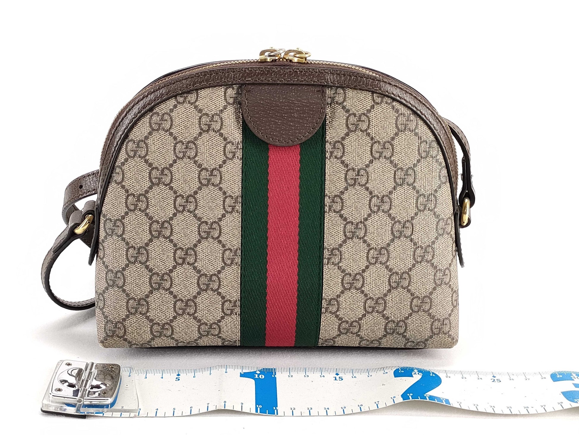 GUCCI GG Supreme Ophidia PVC and Leather Shoulder Bag, Beige, 499621