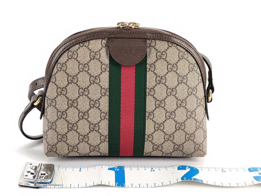 GUCCI GG Supreme Ophidia PVC and Leather Shoulder Bag, Beige, 499621