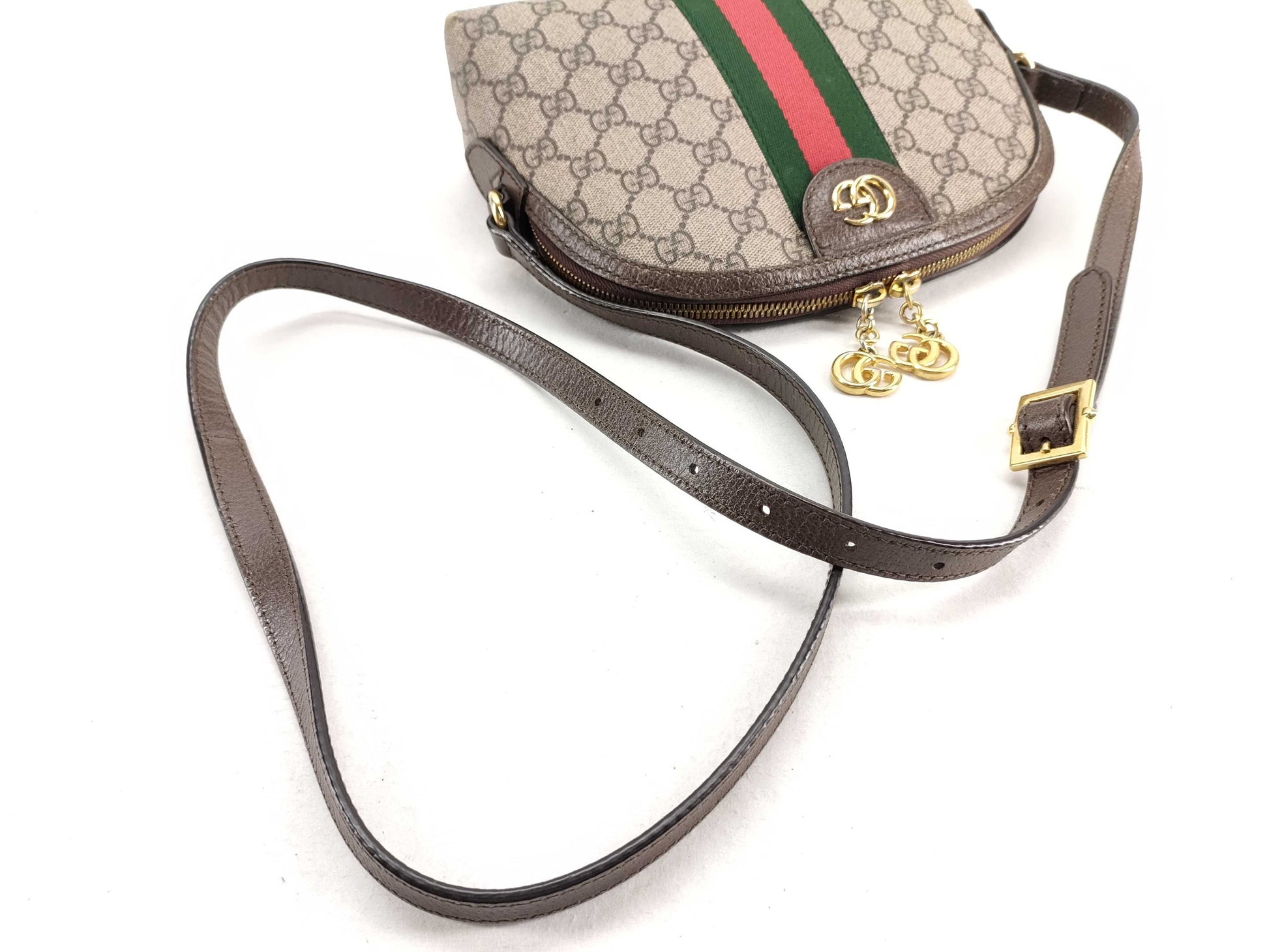 GUCCI GG Supreme Ophidia PVC and Leather Shoulder Bag, Beige, 499621
