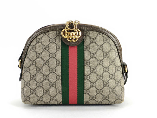 GUCCI GG Supreme Ophidia PVC and Leather Shoulder Bag, Beige, 499621