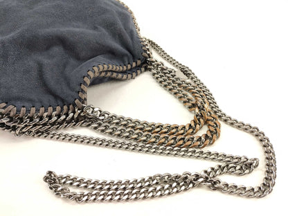 Stella McCartney Falabella Faux Leather Chain Shoulder Bag Navy Tote Bag