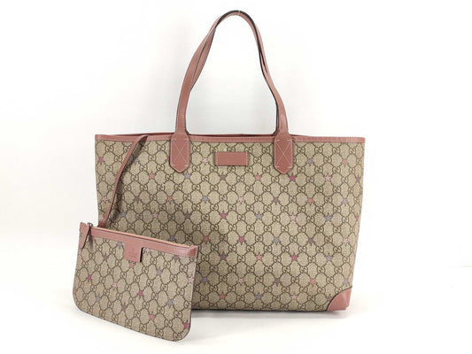 GUCCI GG Supreme Tote Bag, Beige, 309498, with Pouch