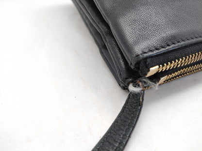 CELINE Trio Leather Shoulder Bag in Black