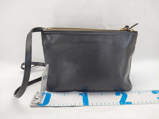 CELINE Trio Leather Shoulder Bag in Black