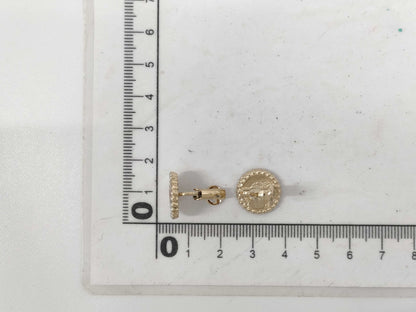 CHANEL 19C Coco Mark LA PAUSE F Pearl Round GP Earrings