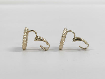 CHANEL 19C Coco Mark LA PAUSE F Pearl Round GP Earrings