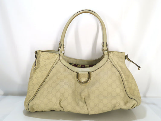 GUCCI Guccissima Abby D-Ring One-Shoulder Bag Off-White Shoulder Bag