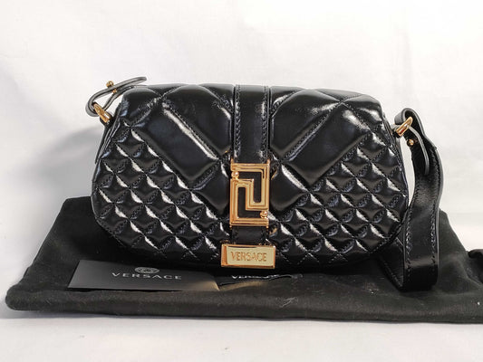 VERSACE Greca Goddess Hobo Bag in Black
