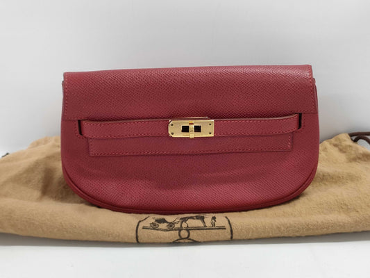 HERMES Banana Kelly Pouch with Gold Hardware and Round X Stamp