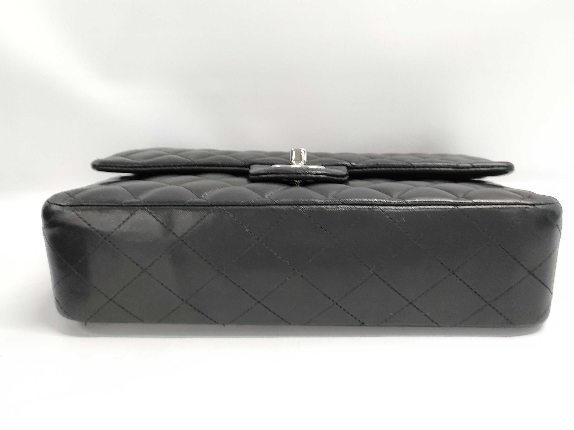 CHANEL Matelasse 25 Lambskin Double Flap Double Chain Bag in Black with Silver Hardware, 15529241, 15th Series, A01112 Shoulder Bag
