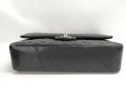 CHANEL Matelasse 25 Lambskin Double Flap Double Chain Bag in Black with Silver Hardware, 15529241, 15th Series, A01112 Shoulder Bag