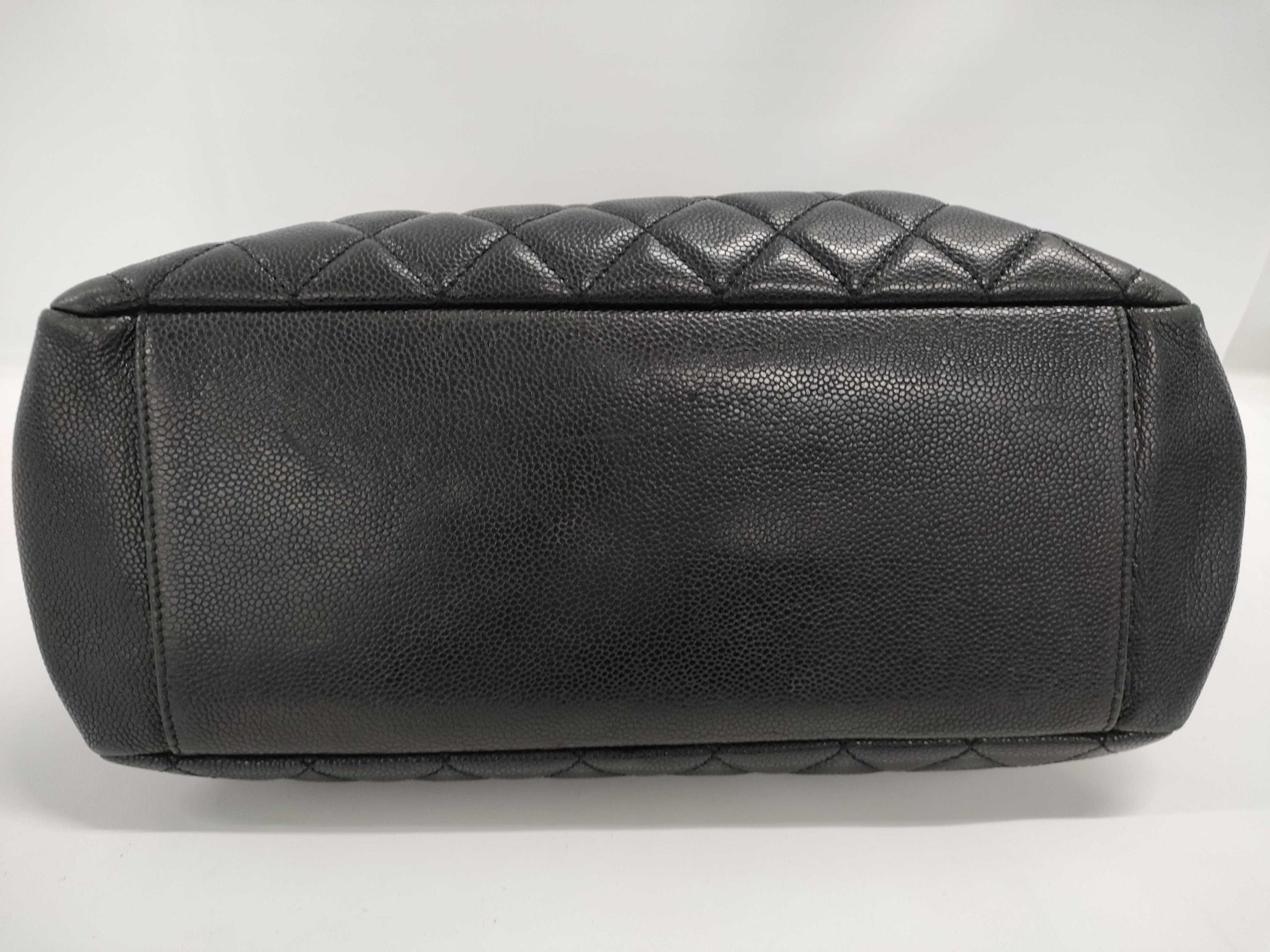 CHANEL Matelasse Caviar Leather Chain Tote Bag, Black with Silver Hardware, 12829619, 12th Series