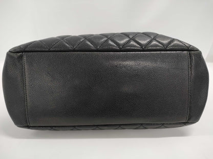 CHANEL Matelasse Caviar Leather Chain Tote Bag, Black with Silver Hardware, 12829619, 12th Series