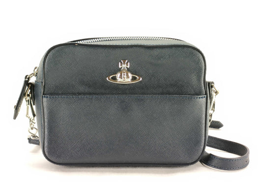 Vivienne Westwood Orb Black Leather Shoulder Bag