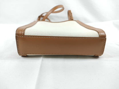 CELINE Mini Vertical Cabas Canvas and Leather 2-Way Shoulder Bag