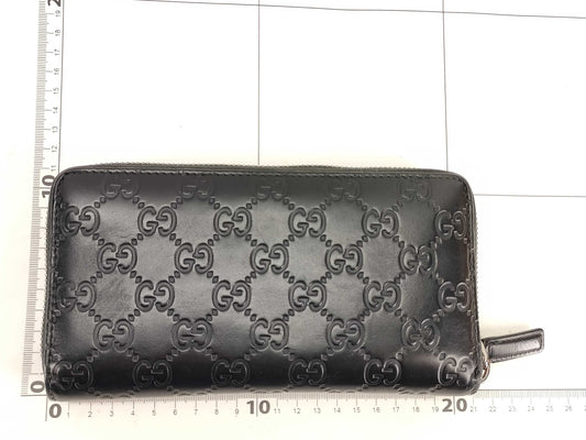 GUCCI Guccissima Gucci GUCCI 307987 Guccissima Black PVC and Leather Round Zip Long Wallet Wallet