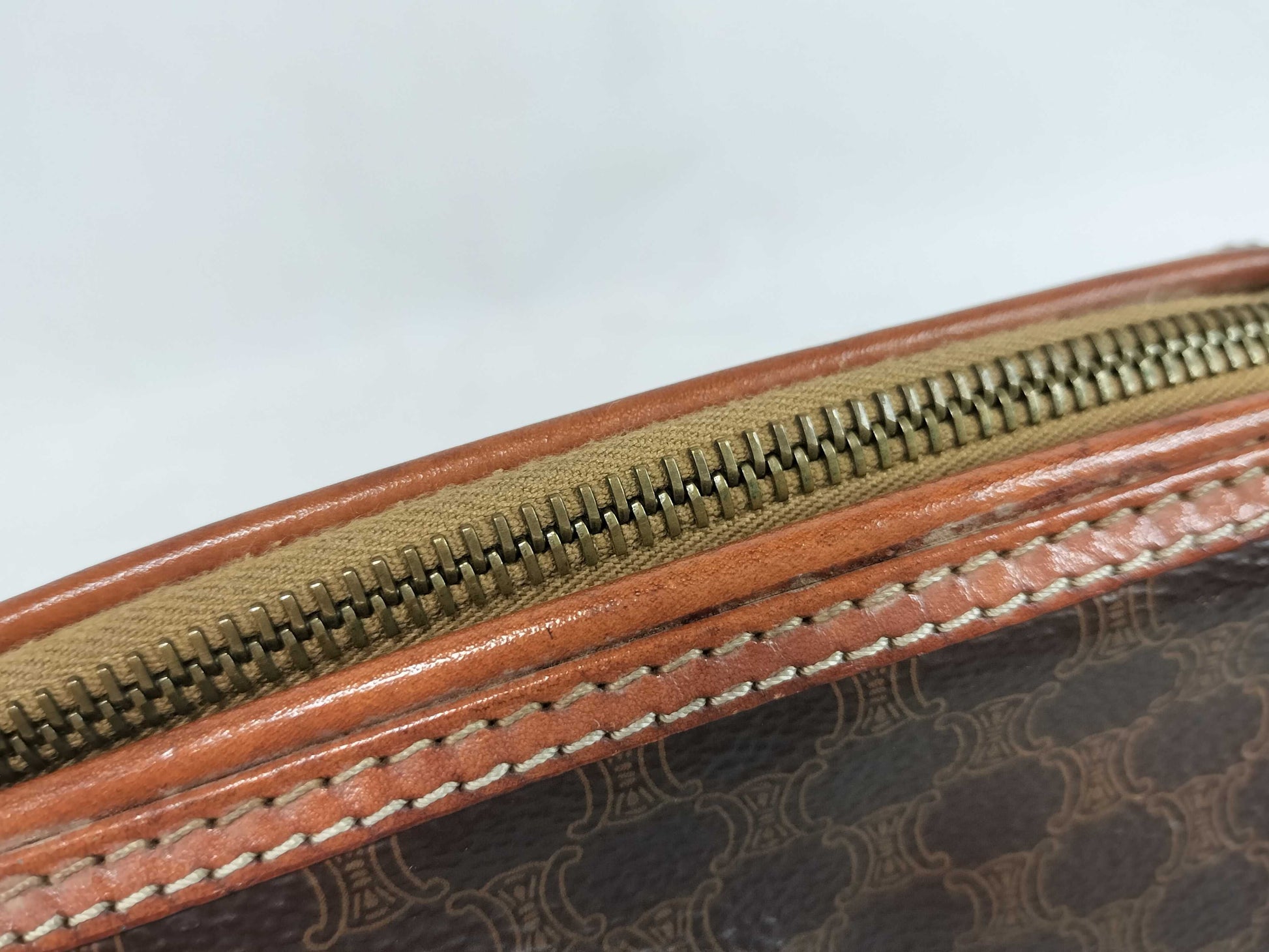 CELINE Macadam Brown Clasp Second Pouch Clutch Bag Pouch