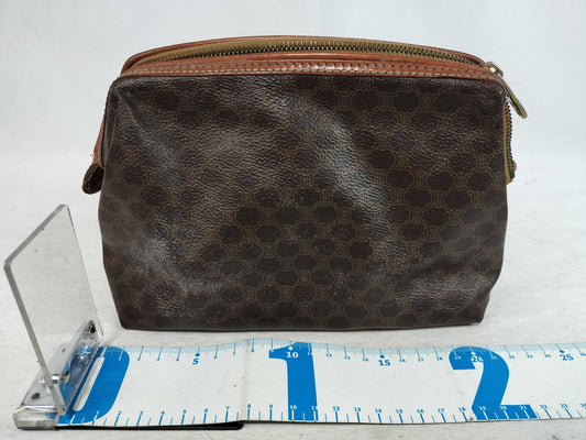 CELINE Macadam Brown Clasp Second Pouch Clutch Bag Pouch
