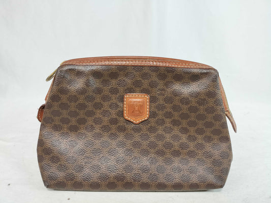 CELINE Macadam Brown Clasp Second Pouch Clutch Bag Pouch