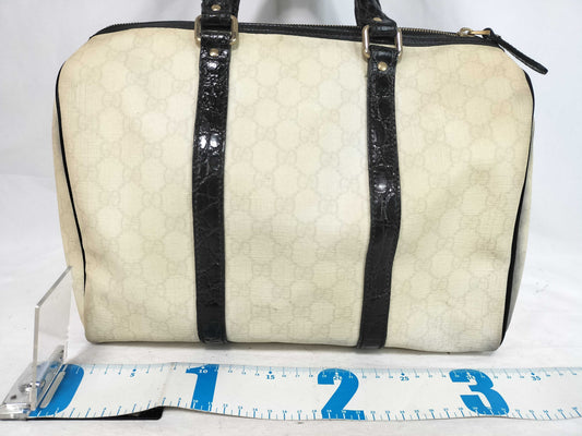 GUCCI GG Supreme Floral PVC and Leather Mini Boston Handbag 
