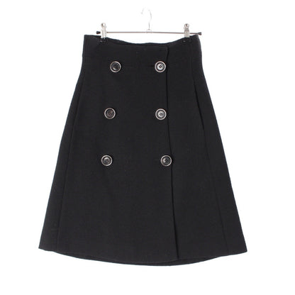 GUCCI Y2K Wool Giannini Big Button Skirt Black Size 36