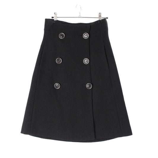 GUCCI Y2K Wool Giannini Big Button Skirt Black Size 36
