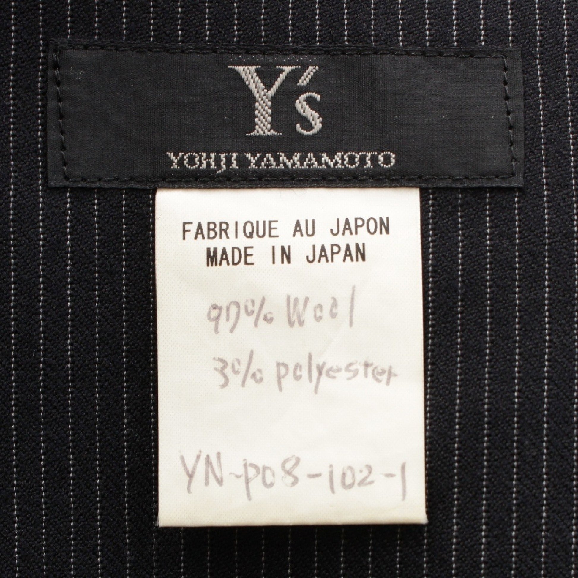 Yohji Yamamoto Wool Side Button Striped Slacks Pants YN-P08-102-1 Black Pants