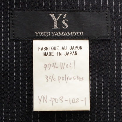 Yohji Yamamoto Wool Side Button Striped Slacks Pants YN-P08-102-1 Black Pants