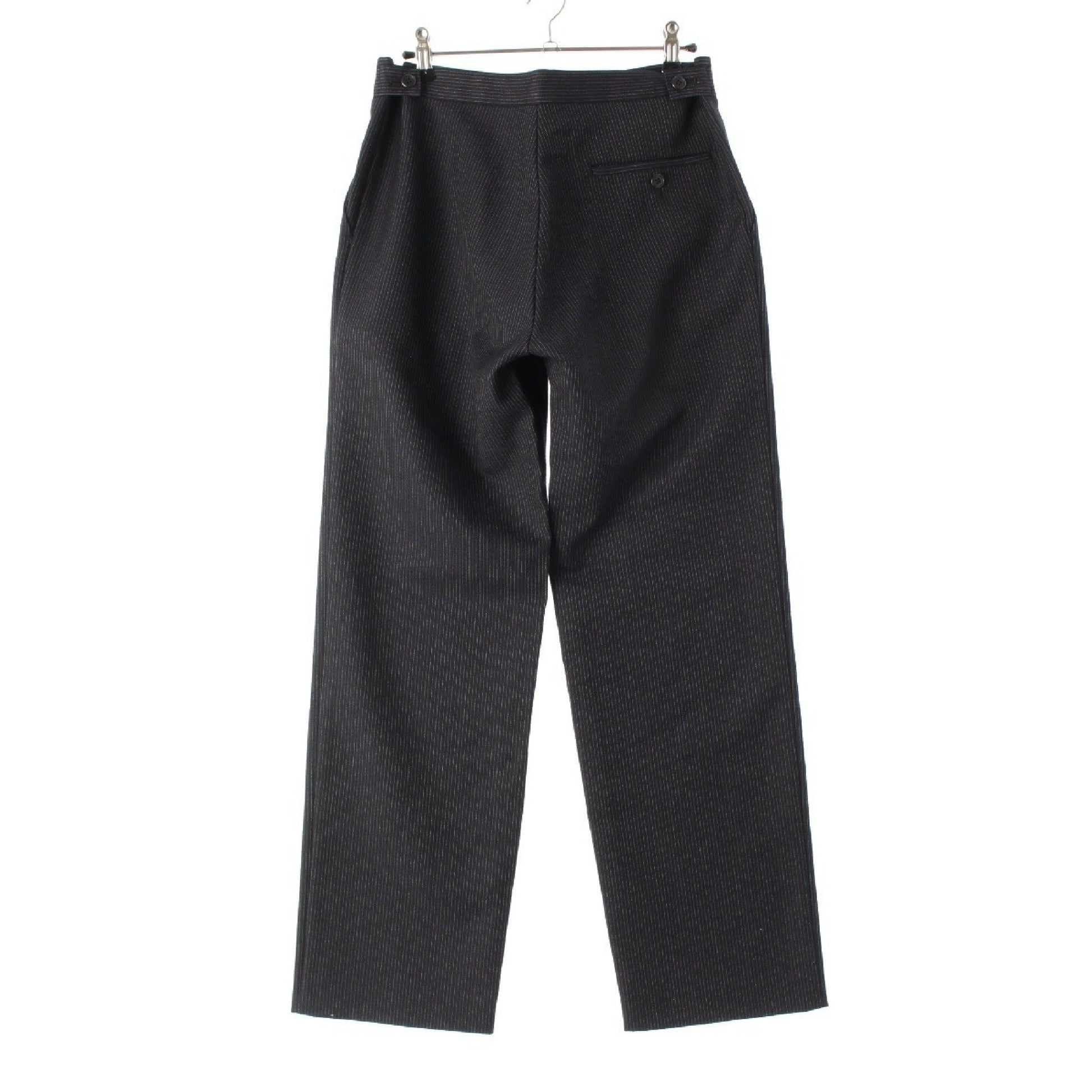 Yohji Yamamoto Wool Side Button Striped Slacks Pants YN-P08-102-1 Black Pants