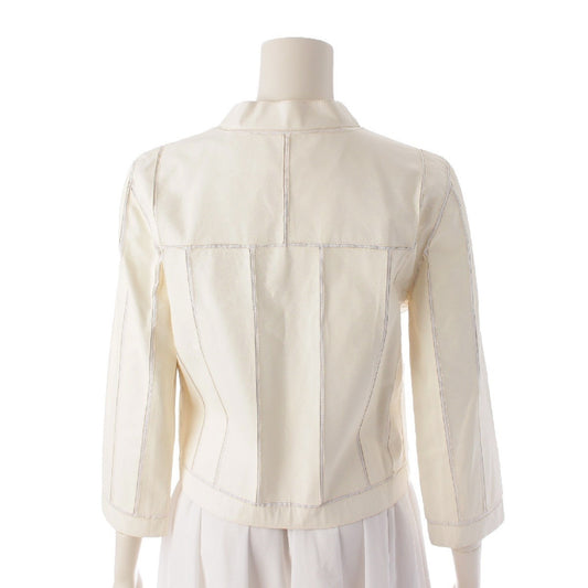 LOEWE Sheepskin Single-Breasted Leather Rider Jacket, White, Size 38