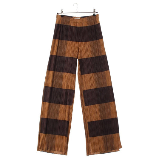 PLEATS PLEASE PLEATS PLEASE PLEATS PLEASE ISSEY Check Wide Pants PP03-JF501 Yellow Brown Pleats Please Issey Miyake 4 Pants