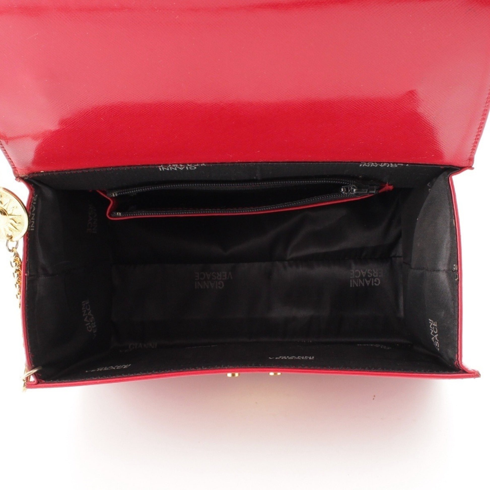 VERSACE Vintage Leather Top Handle Charm Vanity Bag in Red / Outer Box, Dust Bag, Charm, Other Accessories