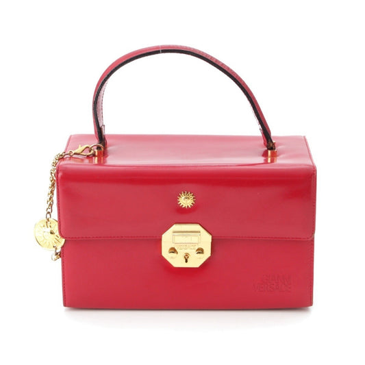 VERSACE Vintage Leather Top Handle Charm Vanity Bag in Red / Outer Box, Dust Bag, Charm, Other Accessories