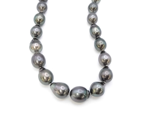 Semi-round pearl necklace, diameter approximately 8.1-11.7mm, sterling silver, 58.0g .