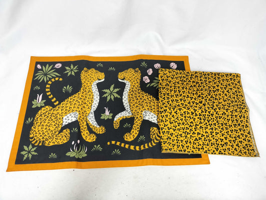 HERMES Leopard Print Lunch Mat with Box Other Accessories