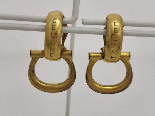 CELINE Earrings with Logo, Gold