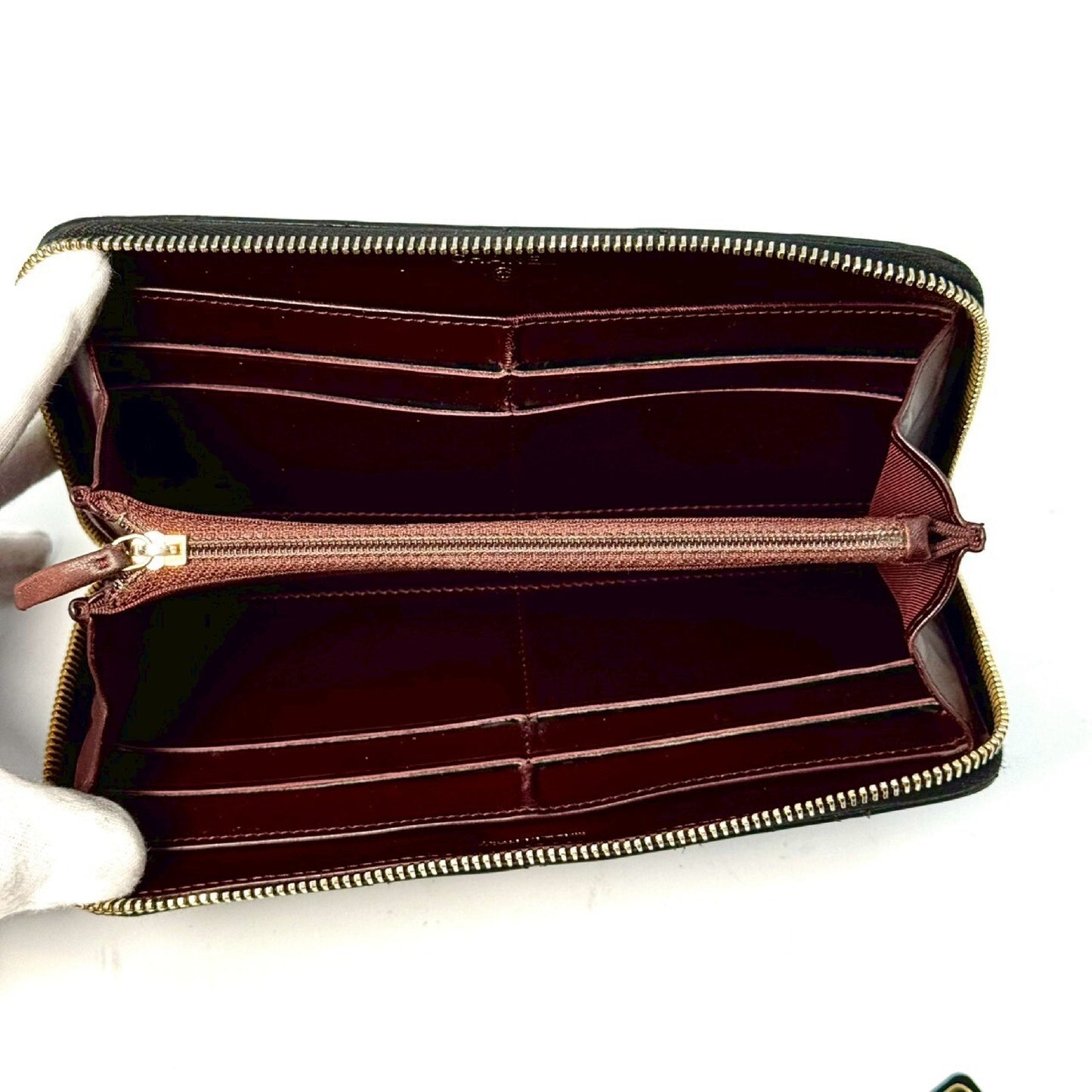 CHANEL Matelasse Caviar Leather Coco Mark Round Zip Long Wallet Black 19550138 with Guarantee Card