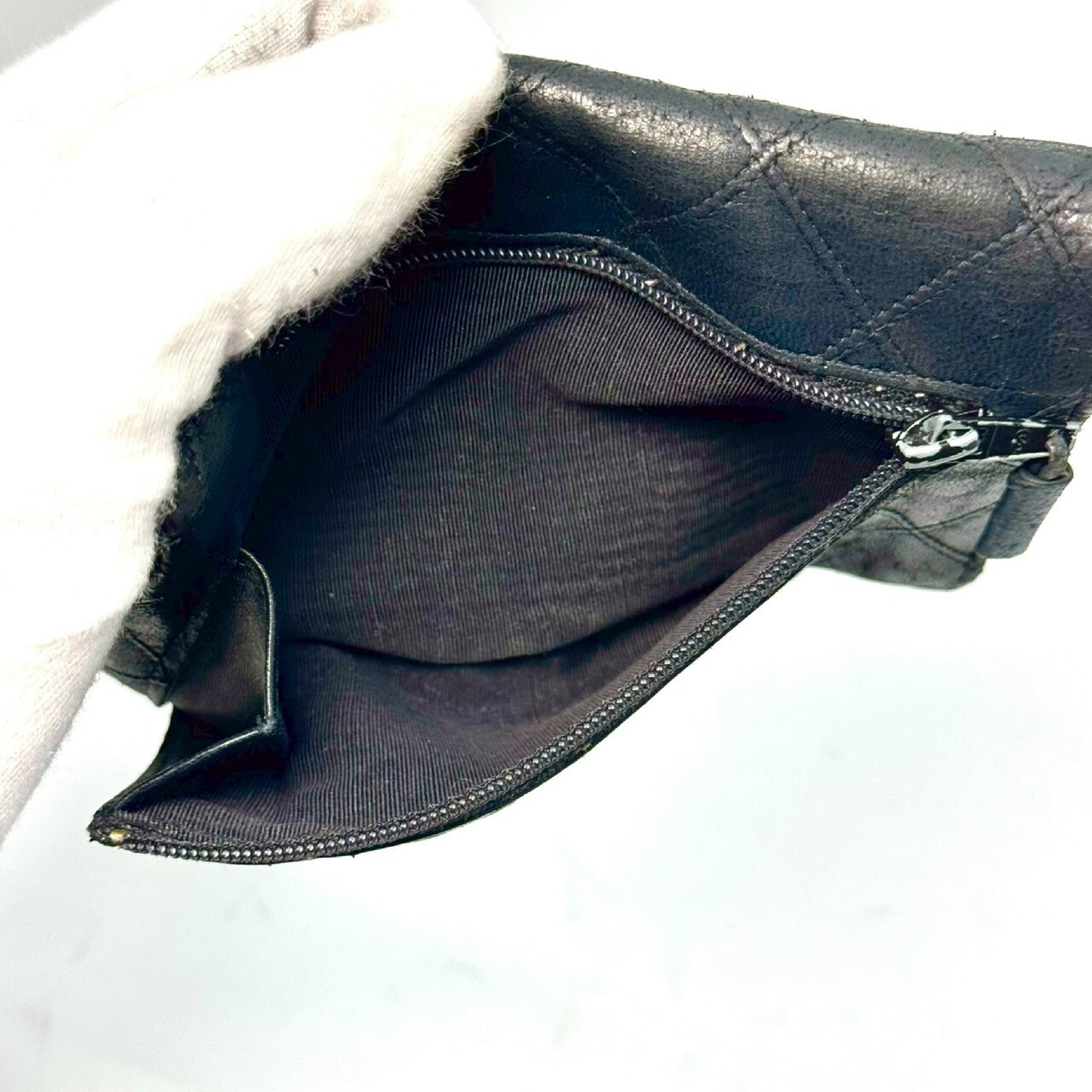 CHANEL Bicolore Lambskin Compact Wallet, Black, No Serial Number Seal