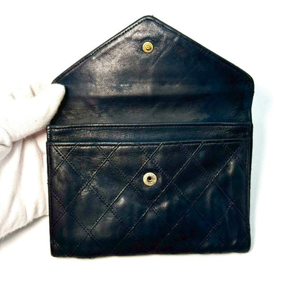 CHANEL Bicolore Lambskin Compact Wallet, Black, No Serial Number Seal