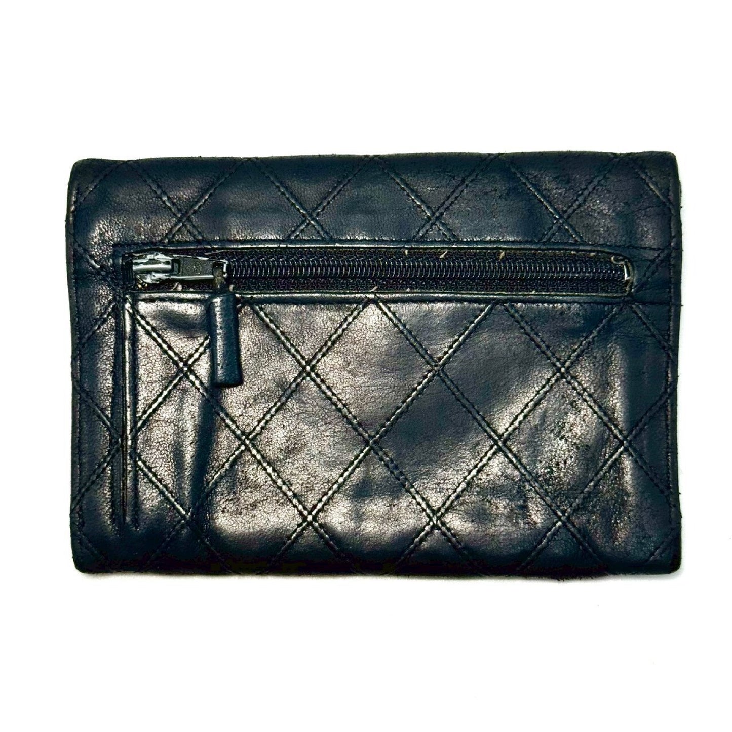 CHANEL Bicolore Lambskin Compact Wallet, Black, No Serial Number Seal
