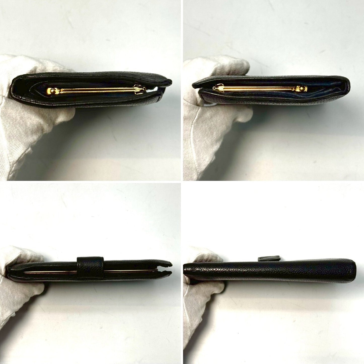 CHANEL Coco Mark Caviar Leather Bi-fold Long Wallet, Black, No Serial Number Seal