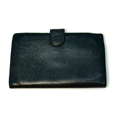 CHANEL Coco Mark Caviar Leather Bi-fold Long Wallet, Black, No Serial Number Seal